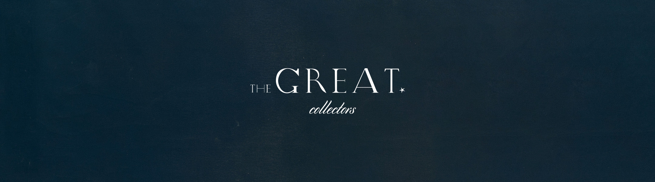 Centered white text on a dark blue background reads "THE GREAT collectors" with a small star symbol next to "GREAT.