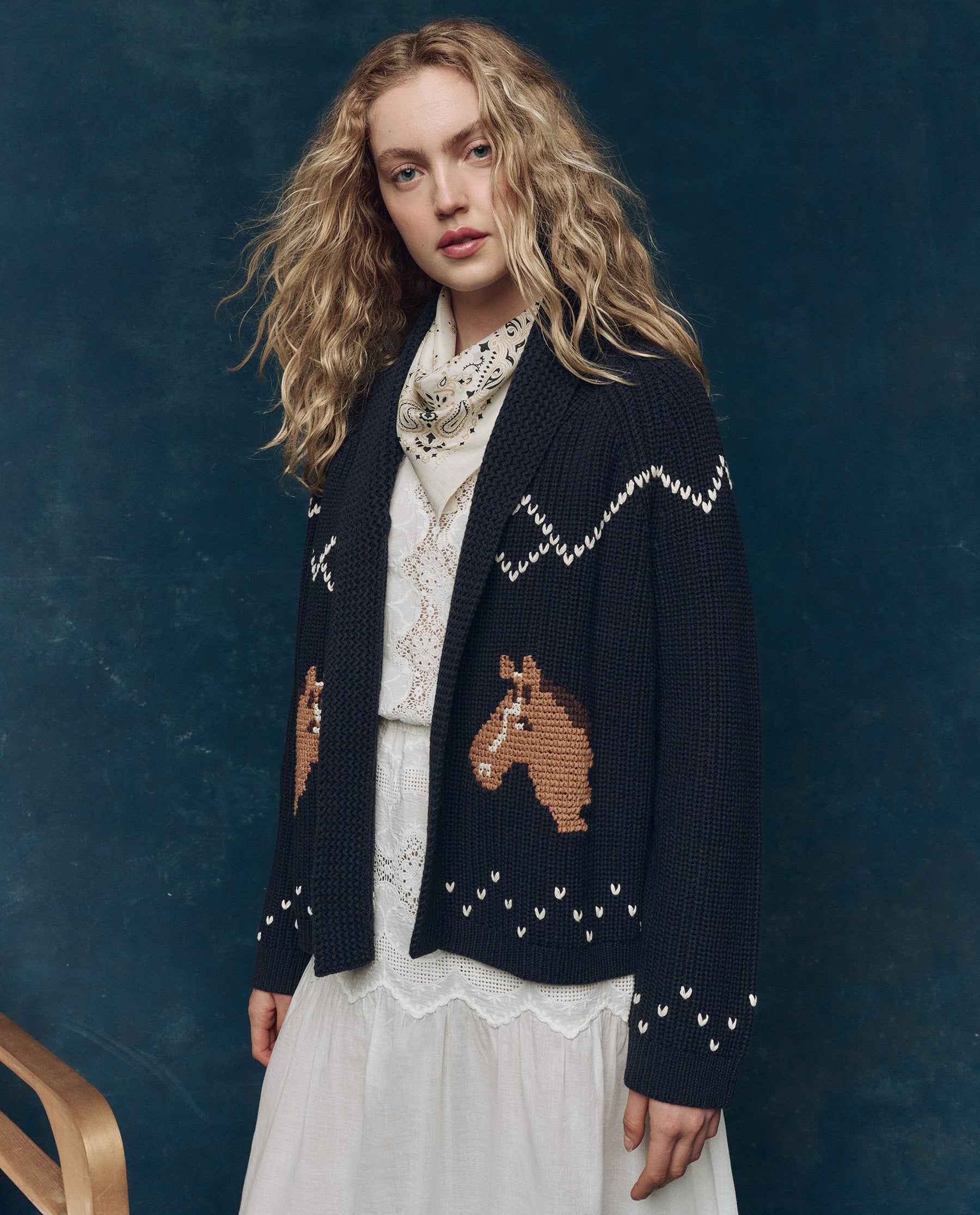 The GREAT. Women's The Horse Lodge Cardigan - Blue - Size 2/M - Navy The GREAT. Women's The Horse Lodge Cardigan - Blue - Size 2/M - Navy