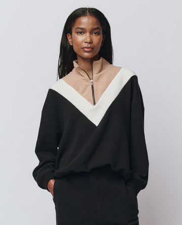 The Colorblock Plush Chalet Sweatshirt. -- Almost Black