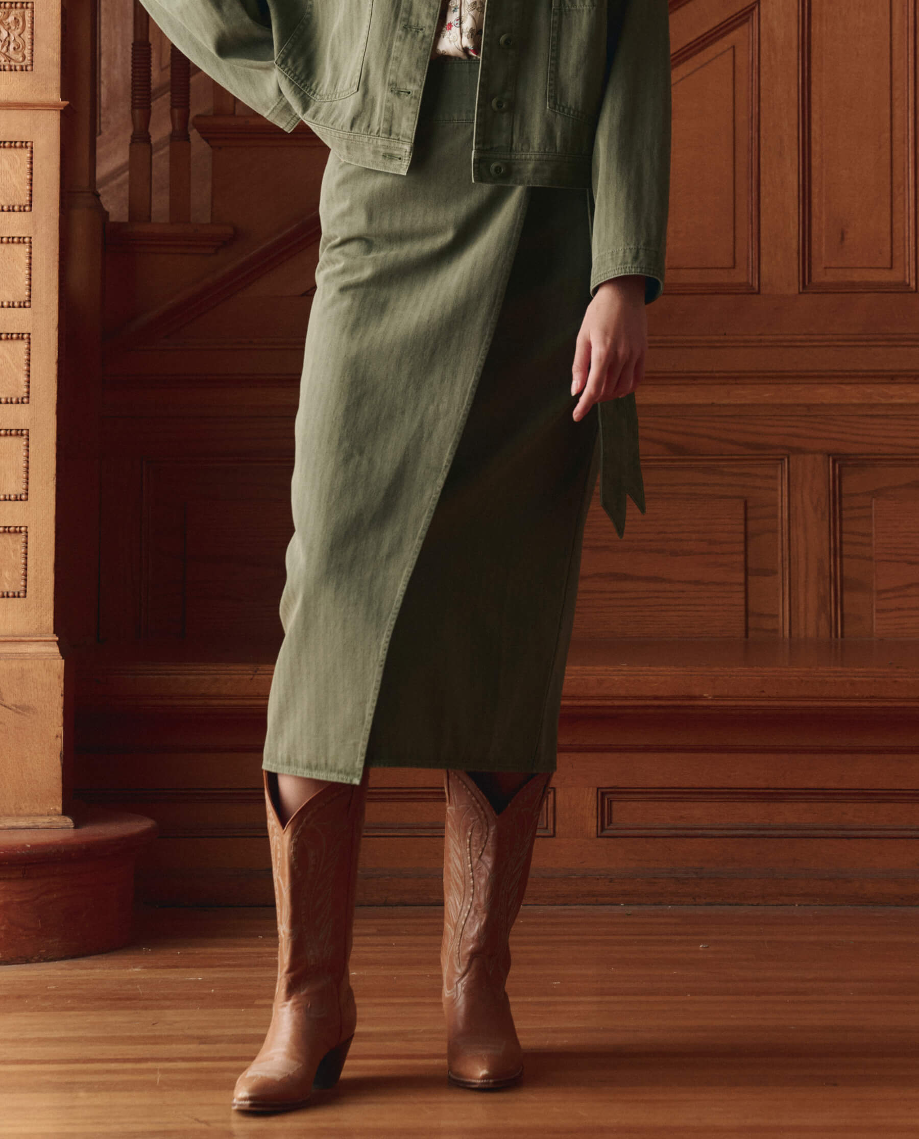 beige brown leopard print dress with sleeves The Wrap Skirt. -- Classic Army – The Great