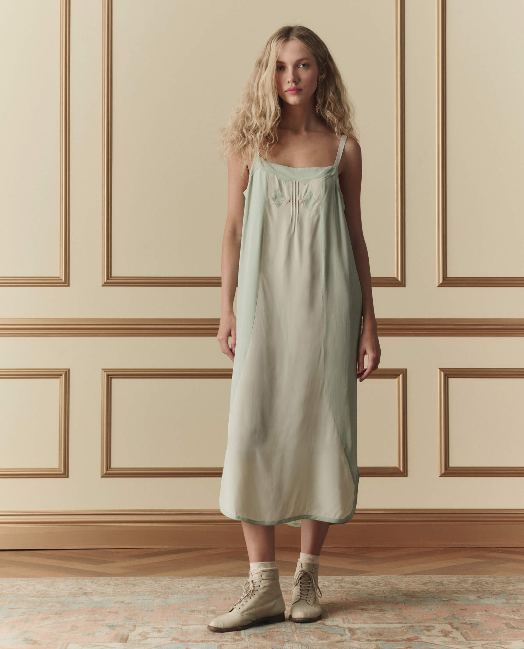 slim fit dress slacks Emerald Mini Slip Dress