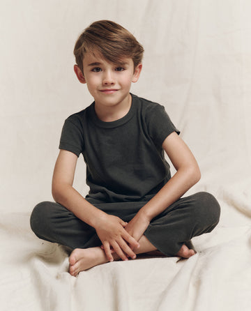 The Little Boxy Crew. Solid -- Washed Black TEES THE GREAT. FALL 24 LITTLE