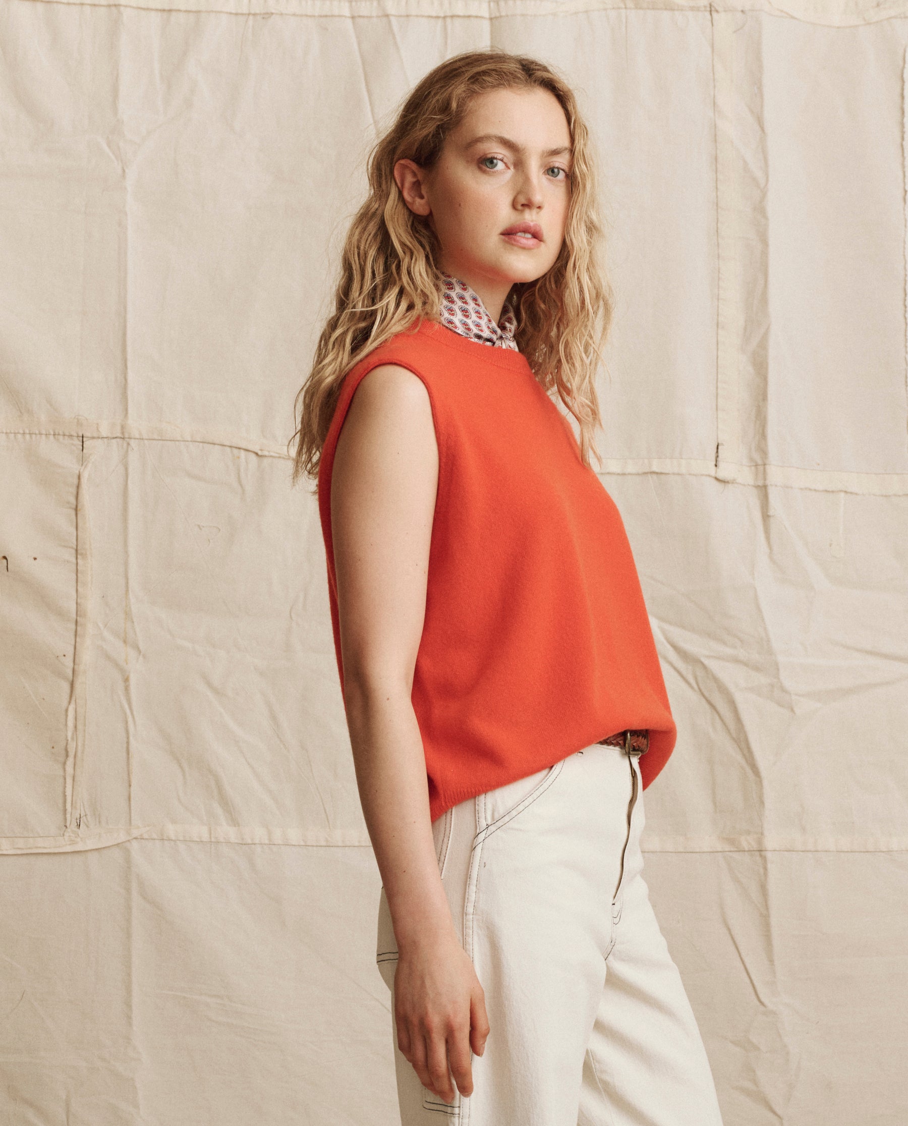 The Cashmere Pullover Vest. -- Hot Orange – The Great.