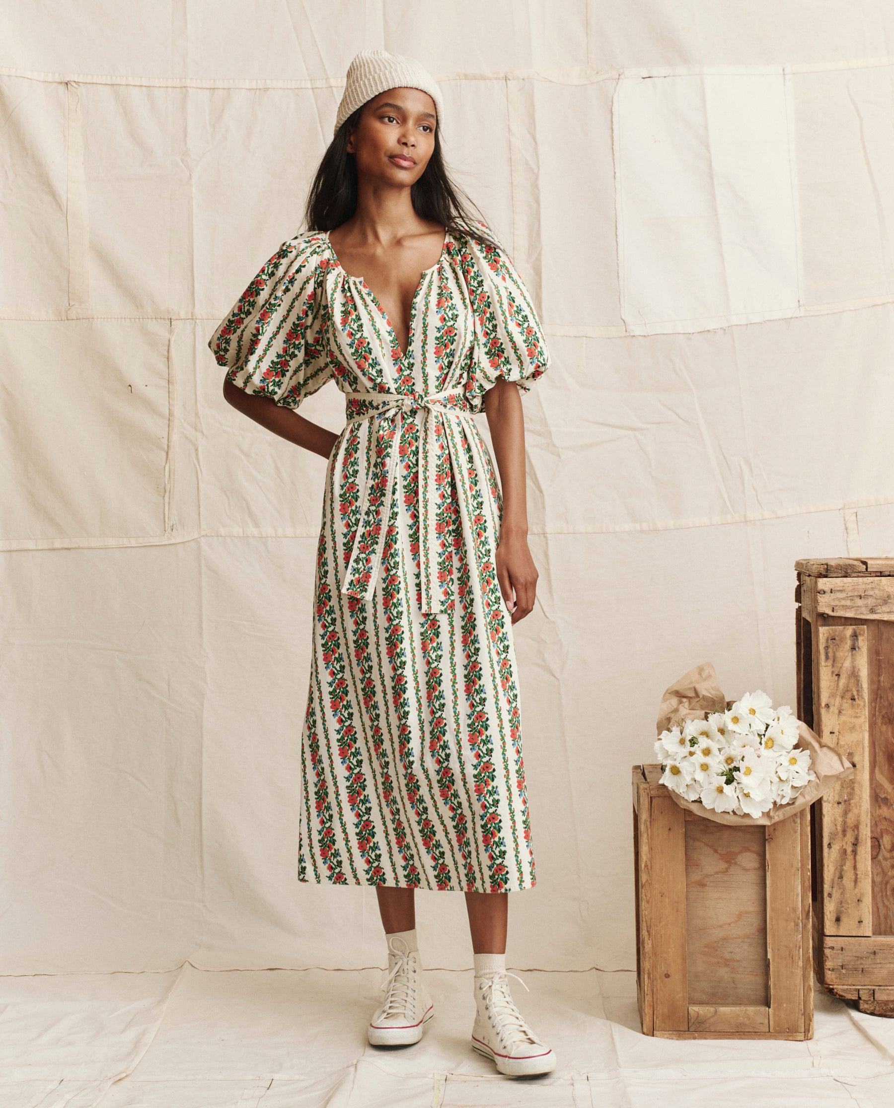 knee length dresses for ladies Tapestry Multi Wanderlust Plunge Midi Dress main image 1