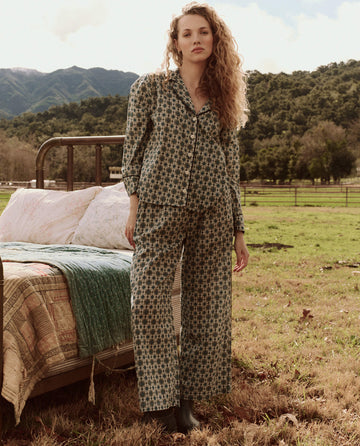 The Pajama Shirt. -- Geo Medallion Print SLEEP TOP THE GREAT. FALL 24 SLEEP