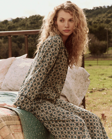 The Pajama Shirt. -- Geo Medallion Print SLEEP TOP THE GREAT. FALL 24 SLEEP
