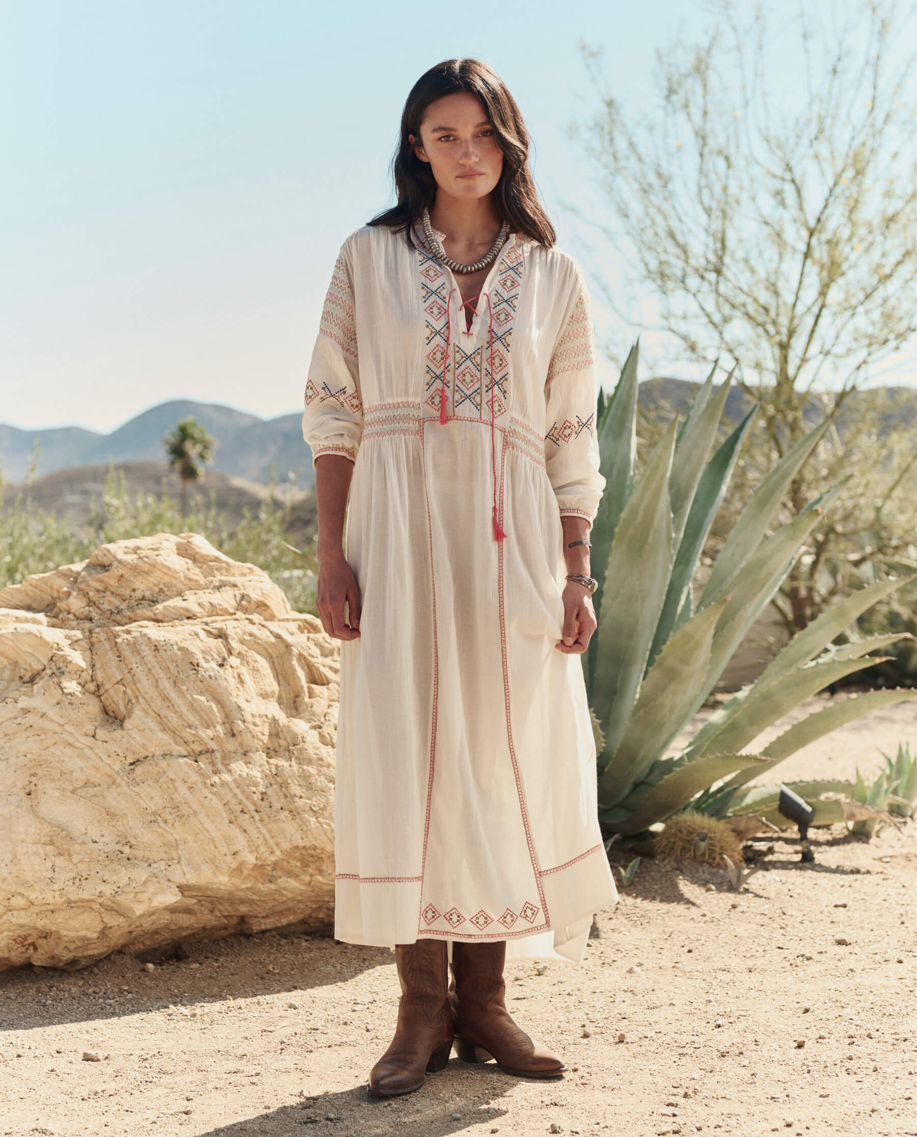 The Embroidered Locket Dress. -- Cream Cream / 1 / D1102015
