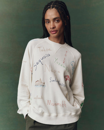 The Slouch Sweatshirt. Embroidered -- Washed White with Golden State Embroidery