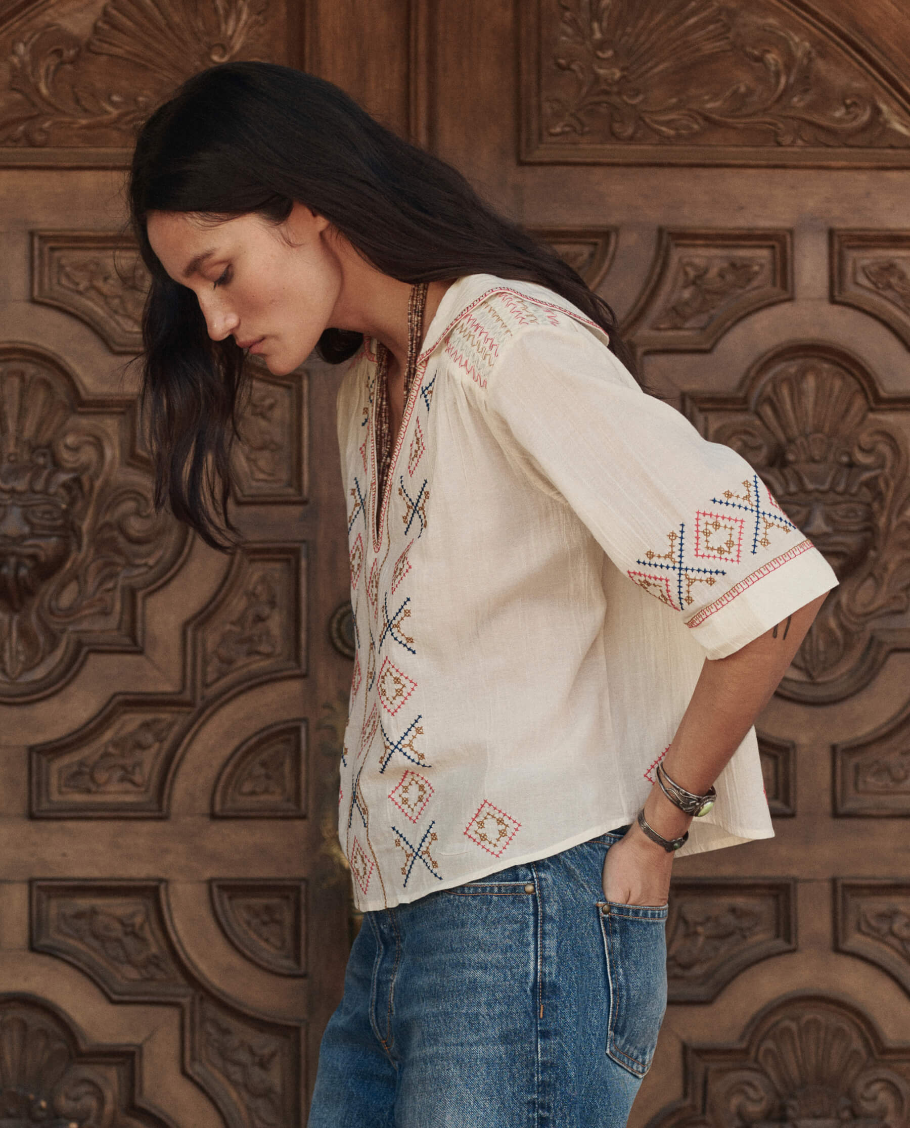 The Embroidered Vintage Sailor Top. -- Cream – The Great.