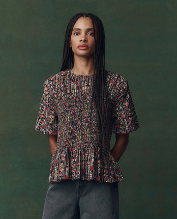 The Smocked Flounce Top. -- Garland Print
