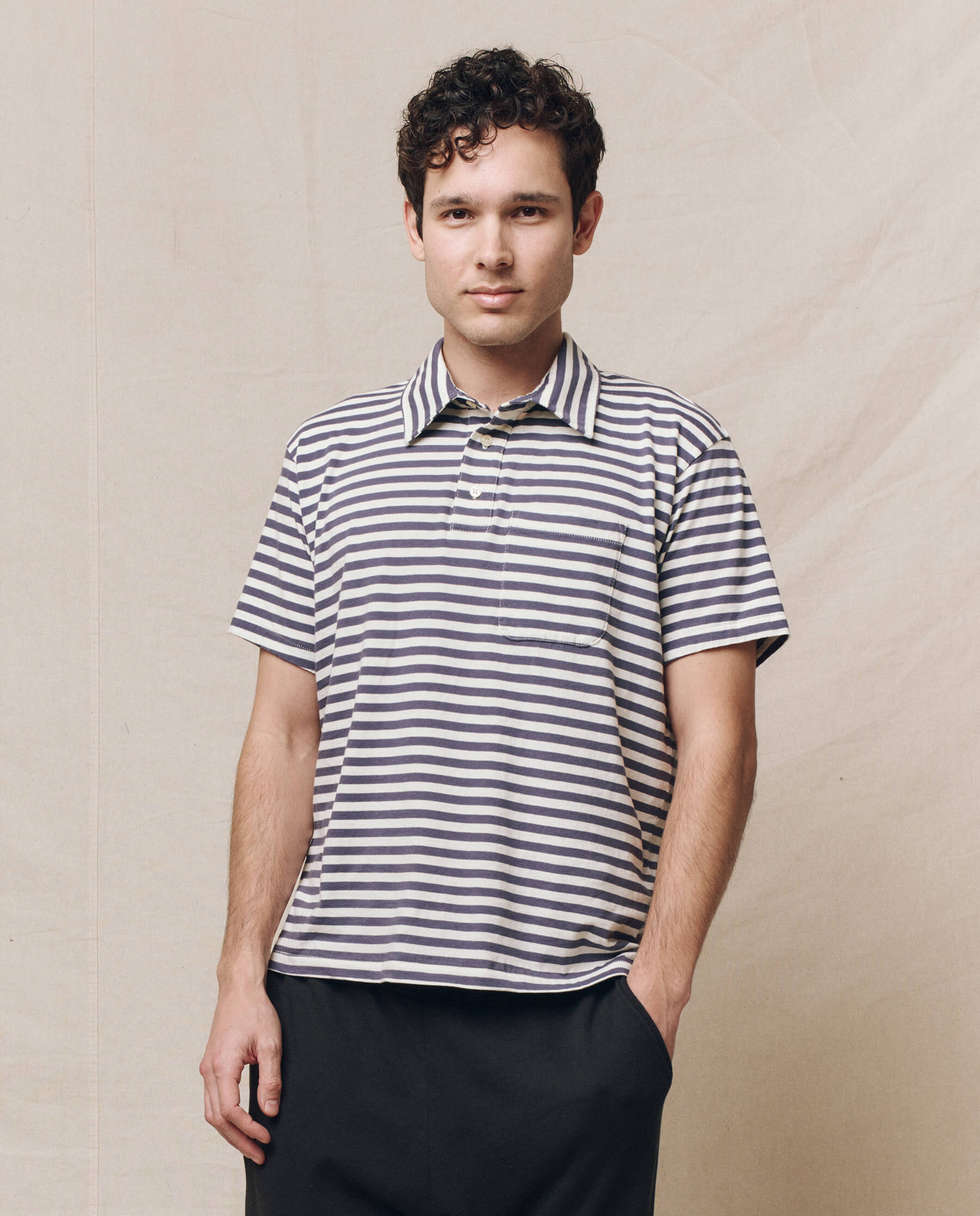 The Men's Lacrosse Polo. -- Vintage Blue Stripe – The Great.