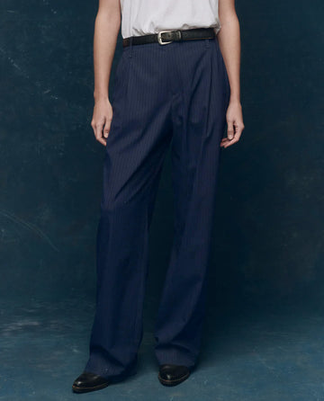 The Menswear Trouser. -- Dark Blue Stripe