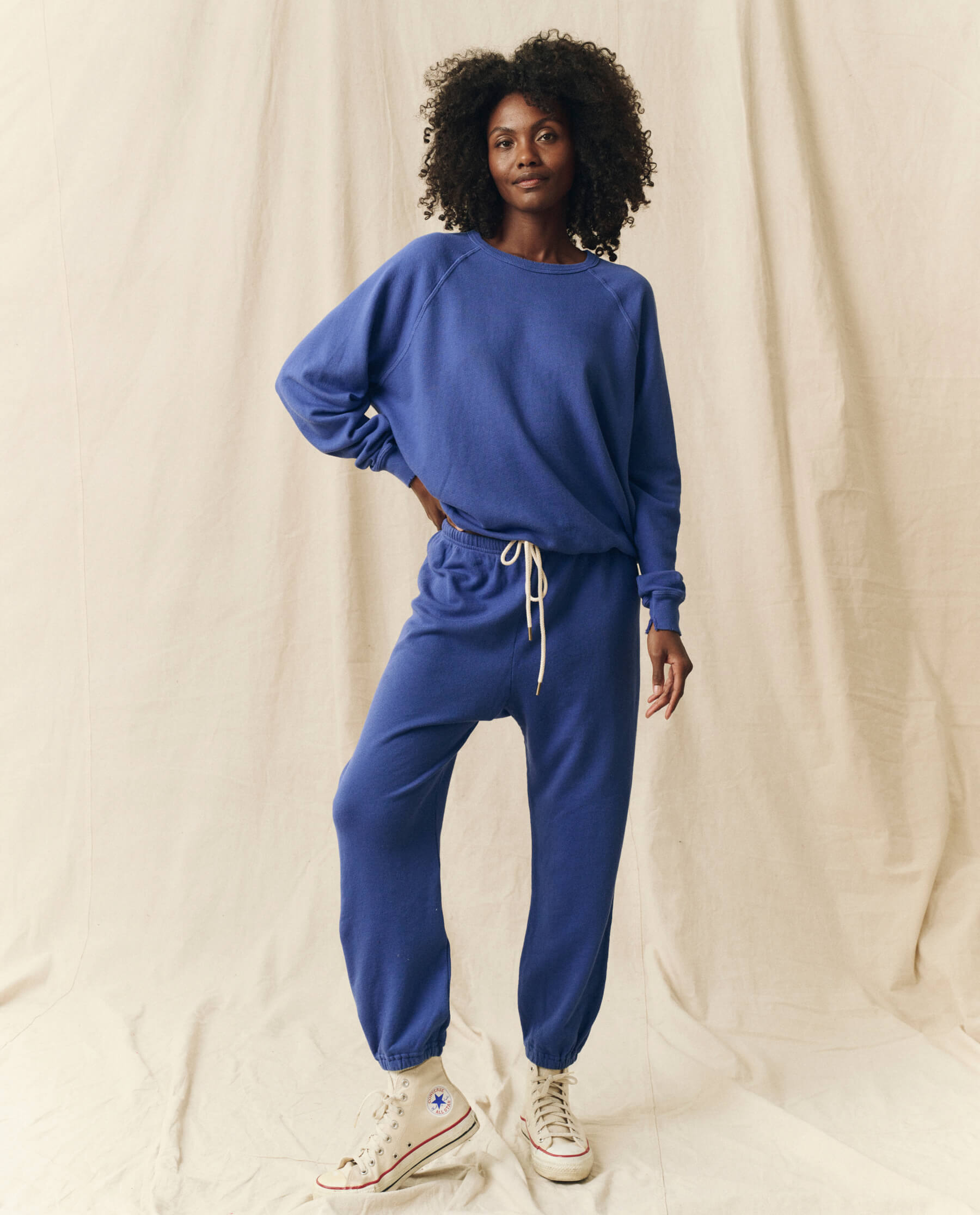 The Stadium Sweatpant. Solid -- Cambridge Blue SWEATPANTS THE GREAT. PS24 KNITS D1