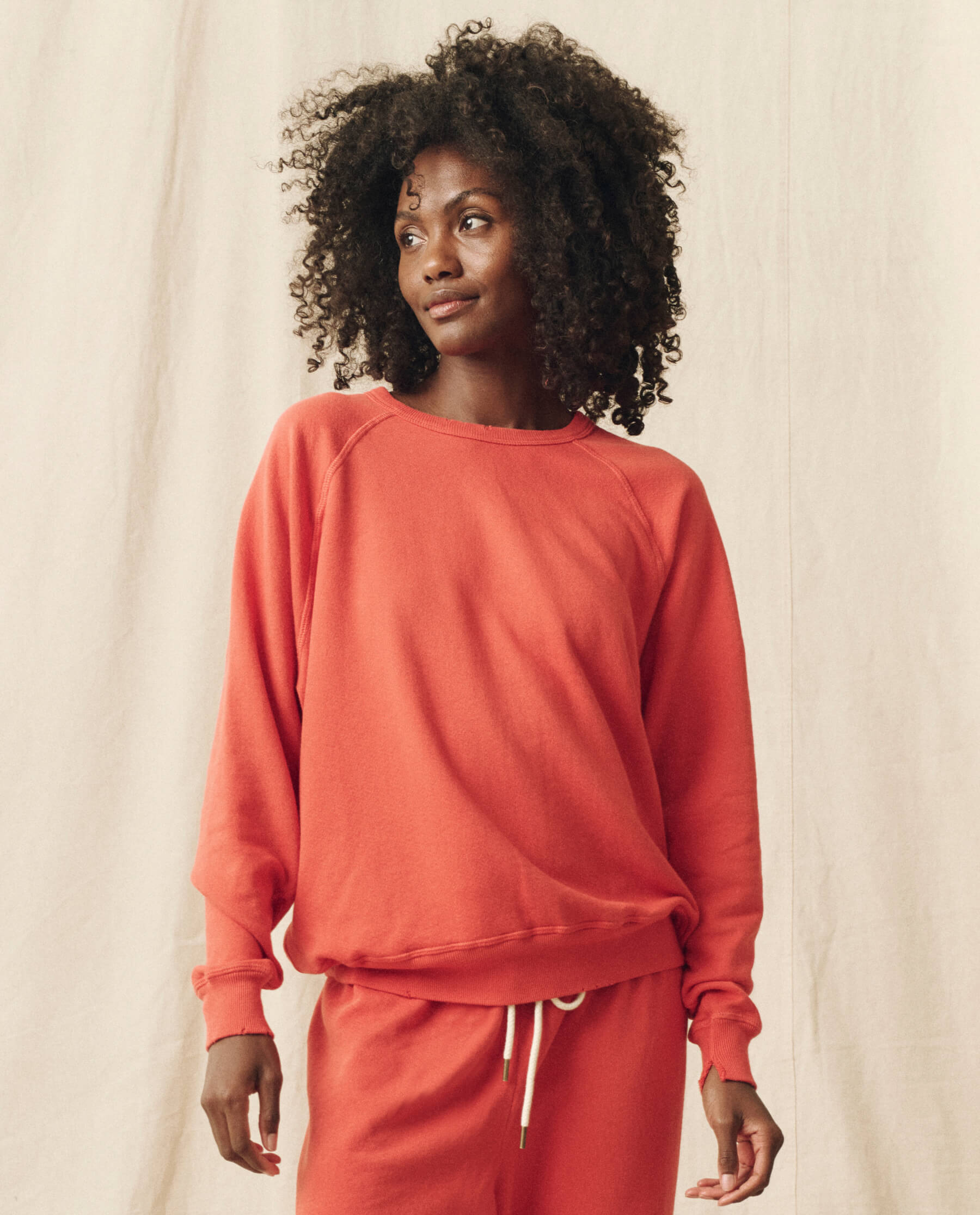 The College Sweatshirt. Solid -- Heirloom Tomato SWEATSHIRTS THE GREAT. PS24 KNITS D1