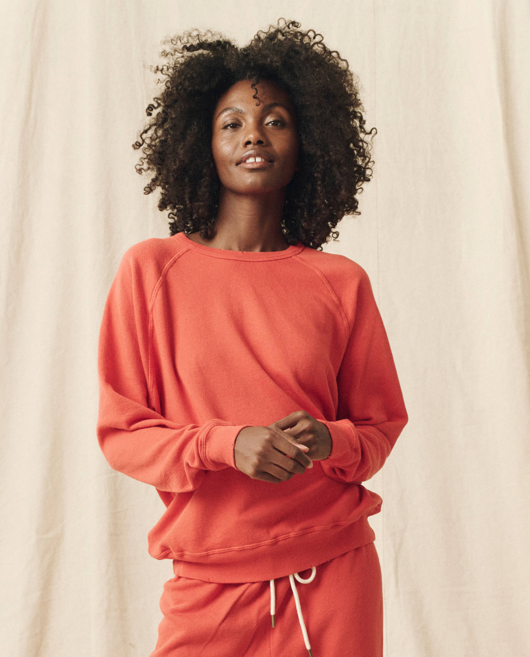 The College Sweatshirt. Solid -- Heirloom Tomato SWEATSHIRTS THE GREAT. PS24 KNITS D1