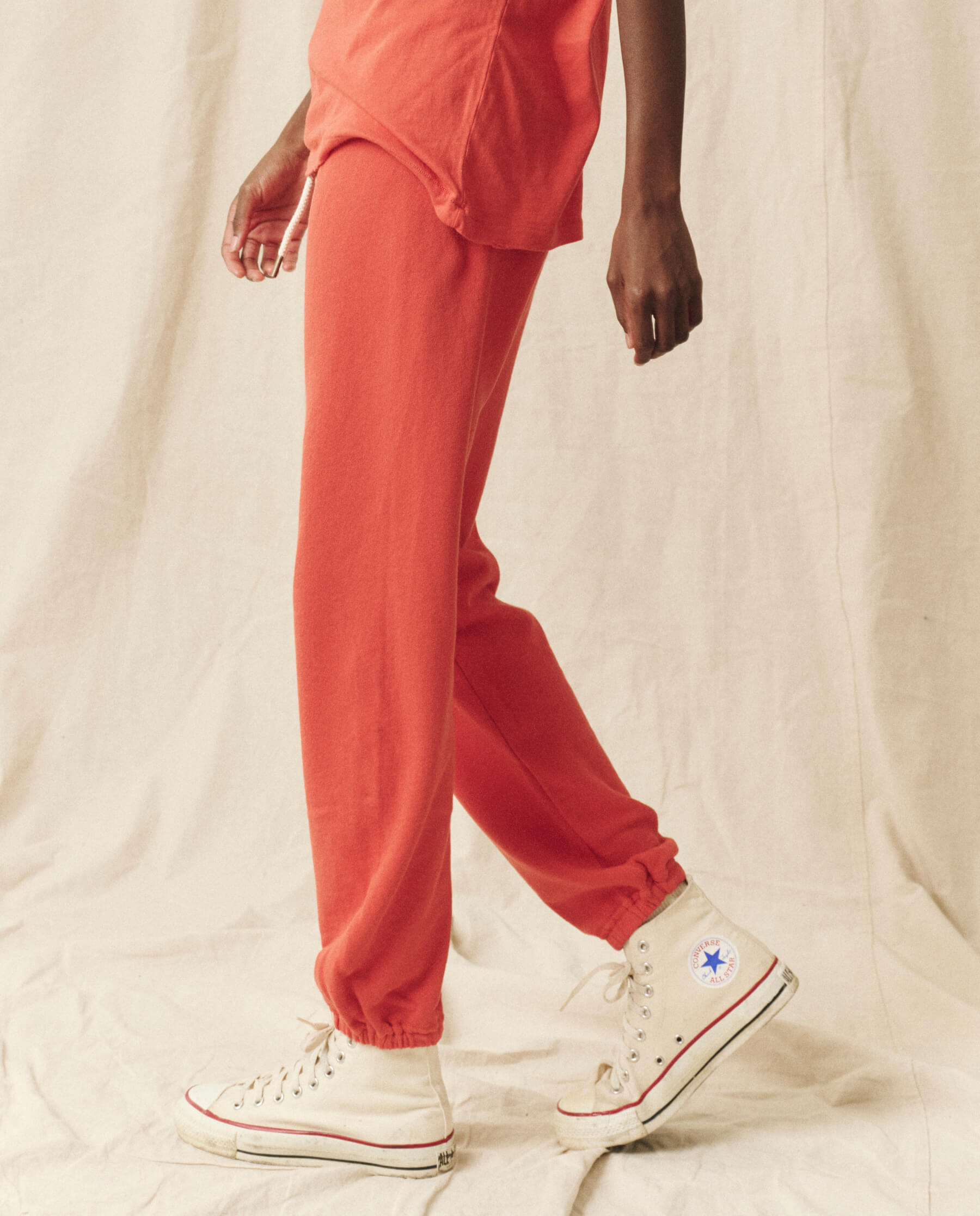 The Stadium Sweatpant. Solid -- Heirloom Tomato SWEATPANTS THE GREAT. PS24 KNITS D1