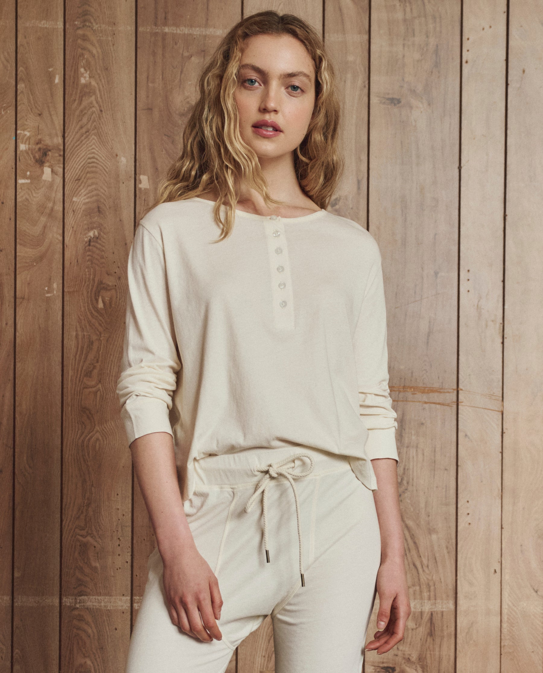 The Crop Sleep Henley.. -- Washed White – The Great.