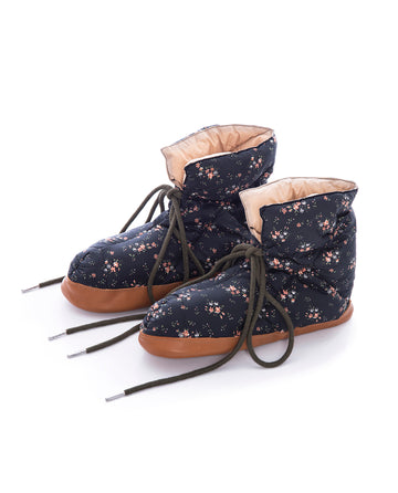 The Down Quilted Puffer Slipper. -- Wilderness Floral and Powder Pink SHOE THE GREAT. FALL 24 TGO