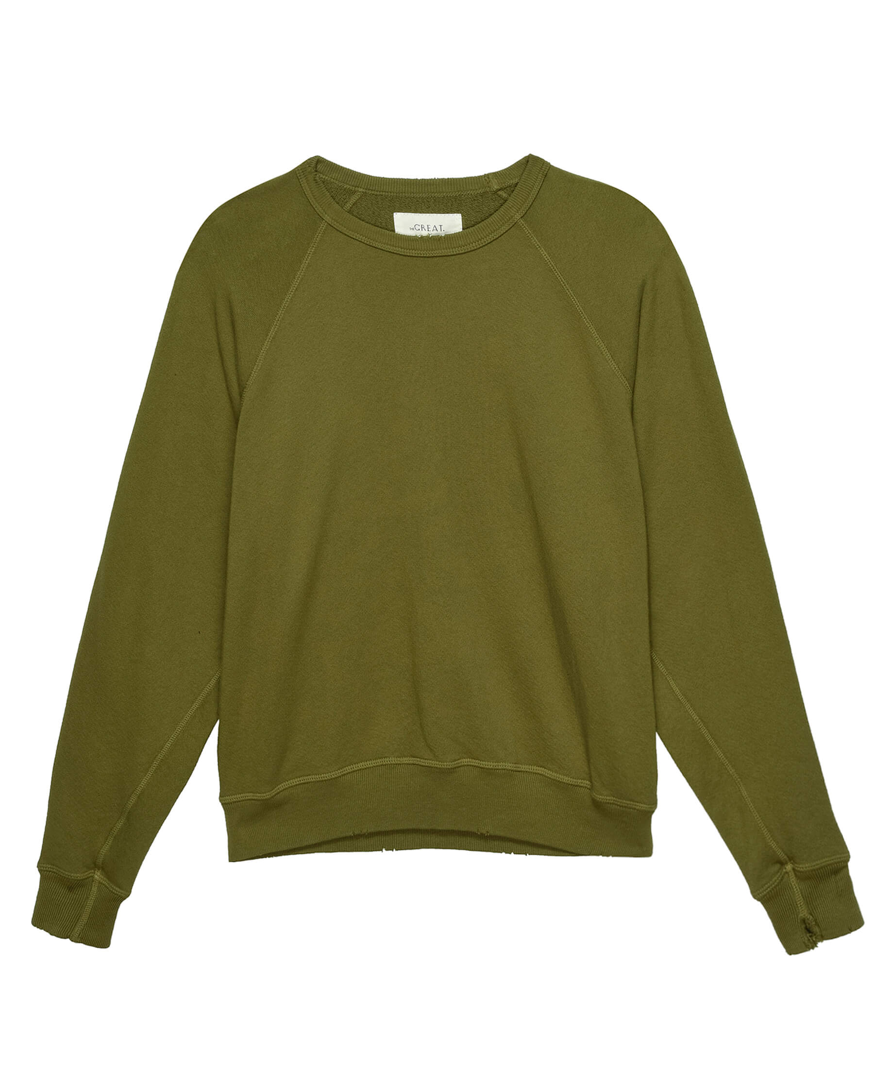 The College Sweatshirt. Solid -- Fir Green SWEATSHIRTS THE GREAT. FALL 23 KNITS