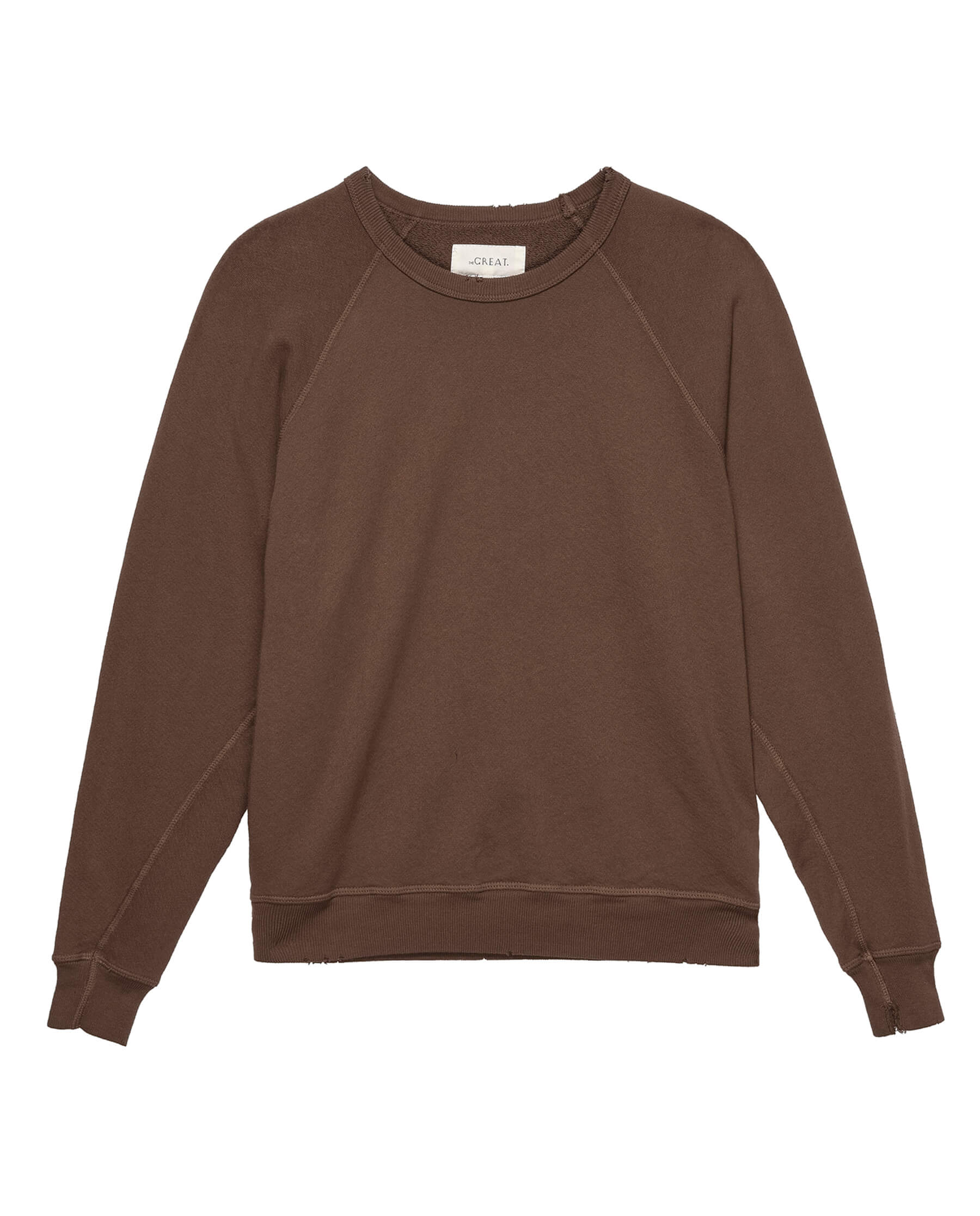 The College Sweatshirt. Solid -- Hickory SWEATSHIRTS THE GREAT. FALL 23 KNITS