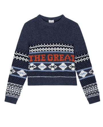 The Classic Crew Sweater. -- Deep Sky Fair Isle SWEATERS THE GREAT. FALL 24 TGO