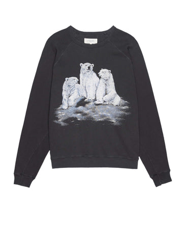 The Men's College Sweatshirt. Graphic -- Washed Black with Polar Bear Graphic SWEATSHIRTS THE GREAT. HOL 23 D1 MEN