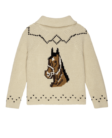 The Horse Lodge Cardigan. -- Cream SWEATERS THE GREAT. FALL 24 COLLECTORS