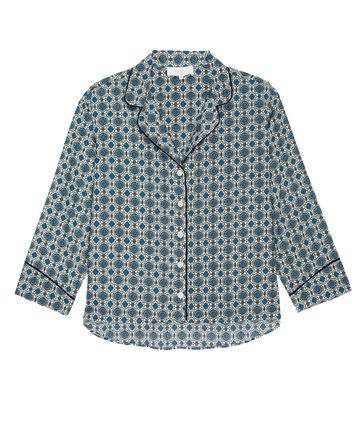 The Pajama Shirt. -- Geo Medallion Print SLEEP TOP THE GREAT. FALL 24 SLEEP