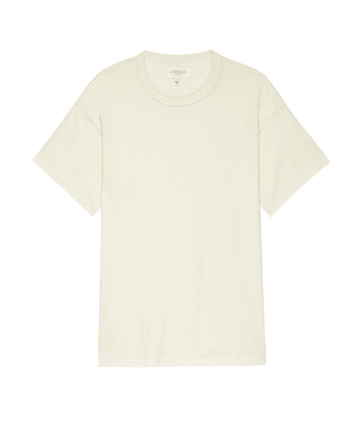 The Men's Boxy Crew in Washed White from THE GREAT. MAN is a classic staple, this short-sleeve T-shirt is a must-have, crafted from premium cotton.