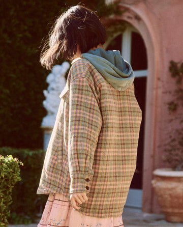 The State Park Shirt Jacket. -- Army and Peach Plaid SHIRTS THE GREAT. PS23 SALE