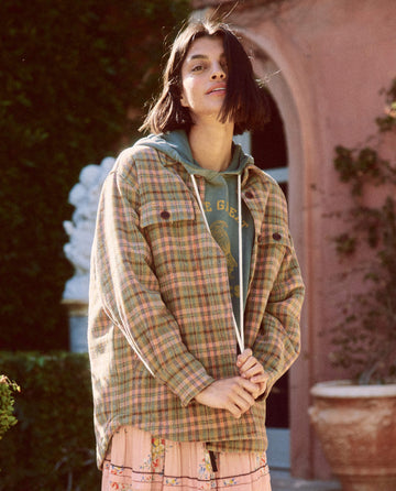 The State Park Shirt Jacket. -- Army and Peach Plaid SHIRTS THE GREAT. PS23 SALE