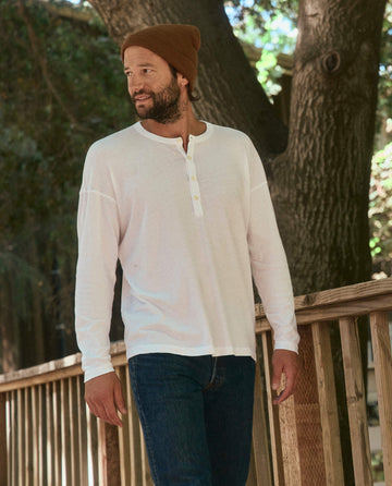 The Men's Boxy Henley. -- True White TEES THE GREAT. HOL 22 MEN