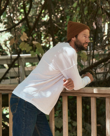 The Men's Boxy Henley. -- True White TEES THE GREAT. HOL 22 MEN