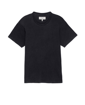 The Men's Slim Tee by THE GREAT. HOL 21 MENS in the color "Almost Black" features short sleeves and a round neckline, crafted from 100% cotton.
