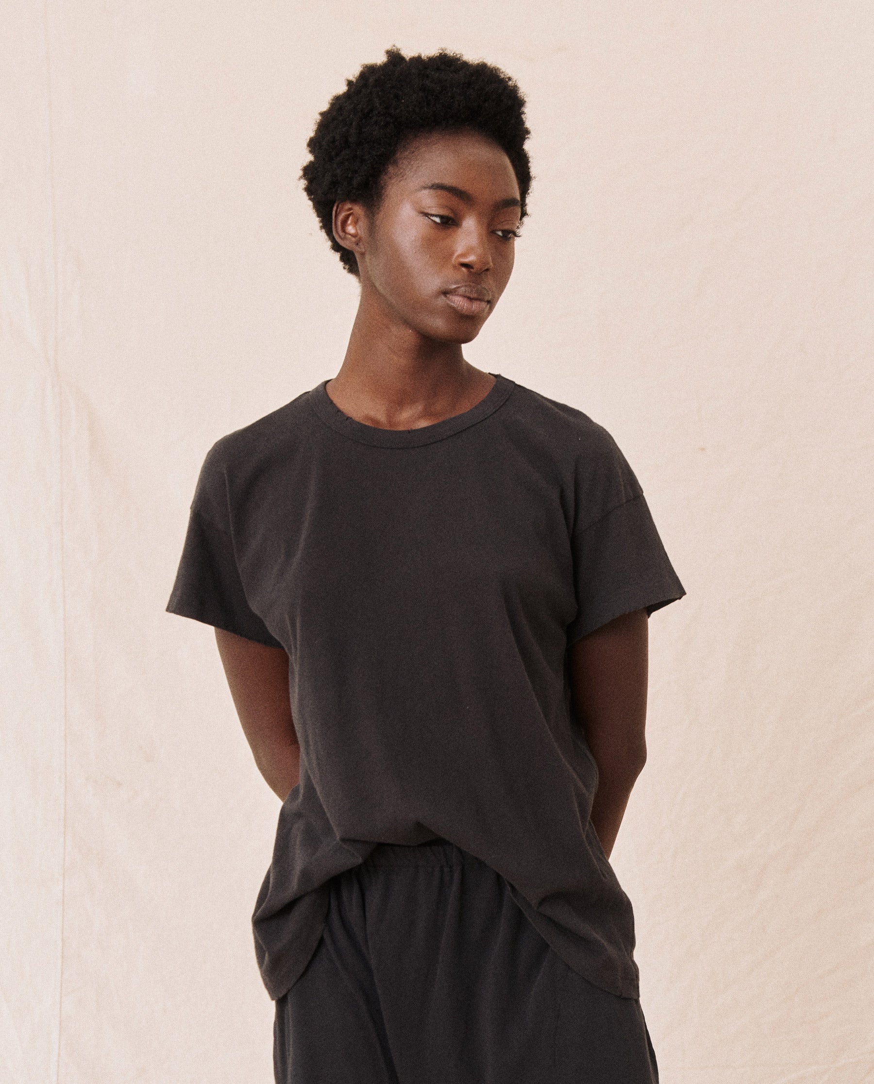 The Boxy Crew. Solid -- Almost Black TEES THE GREAT. CORE KNITS