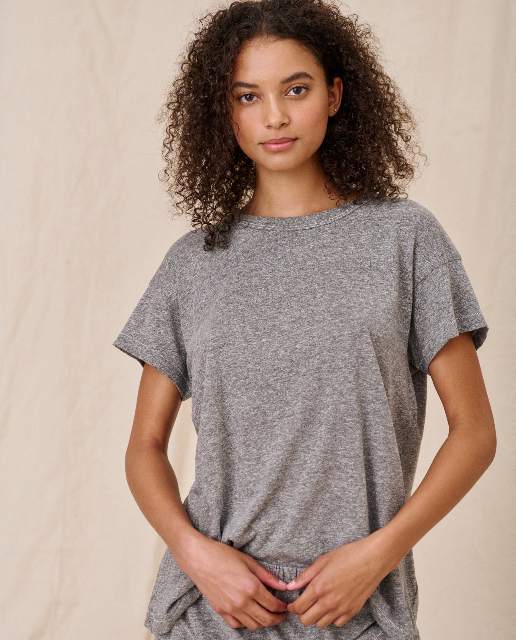 The Boxy Crew. Solid -- Heather Grey TEES THE GREAT. CORE KNITS