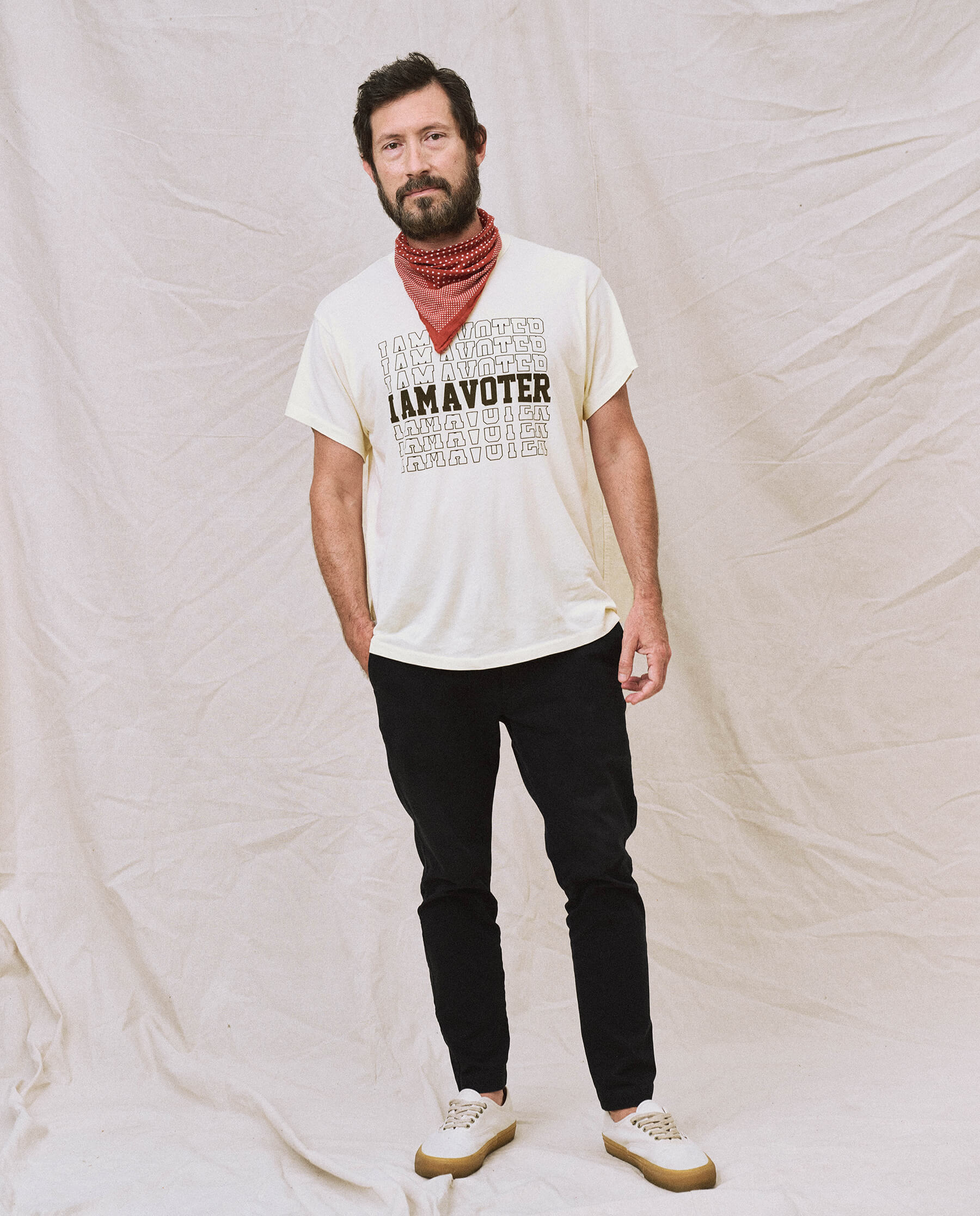 Limited Edition: The Men's I Am A Voter Boxy Crew. -- Washed White TEES THE GREAT. MAN.