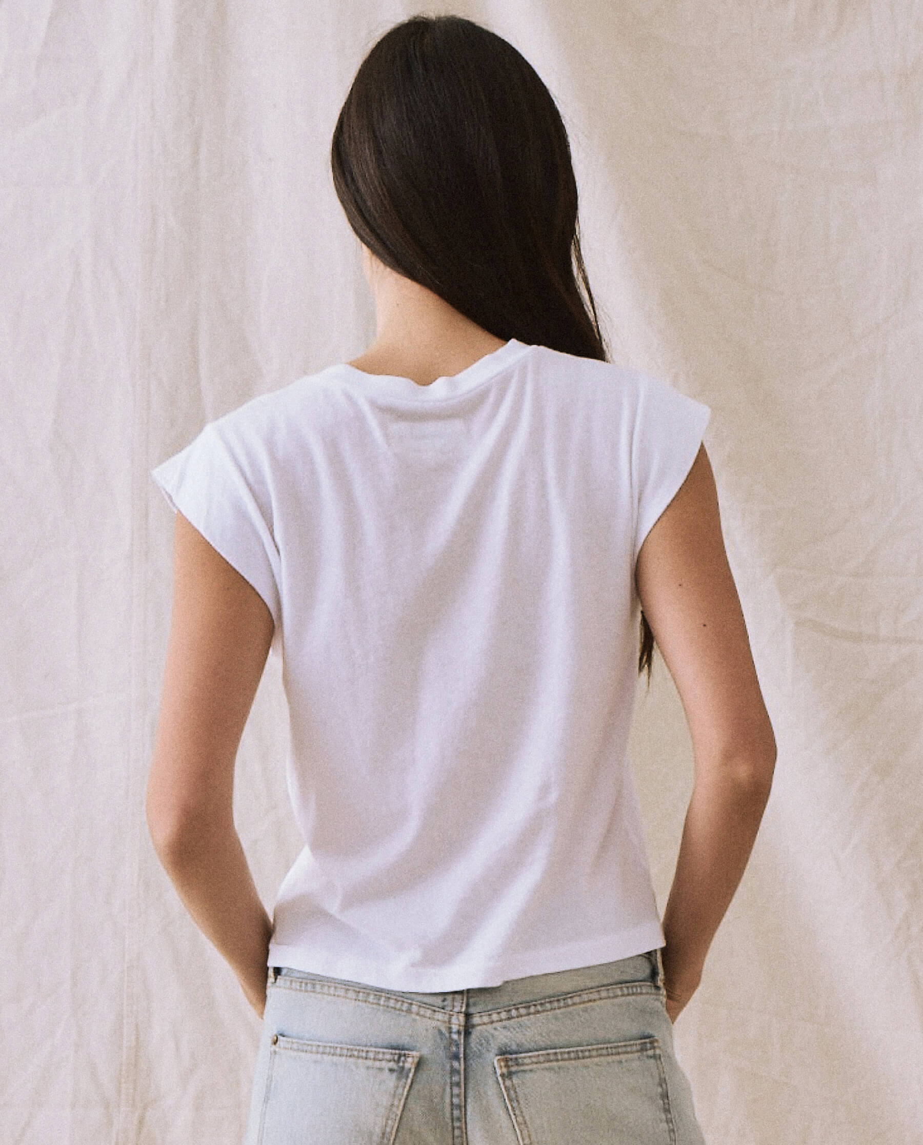 The Peak Shoulder Tee. -- True White TEES THE GREAT. FALL 22 KNITS