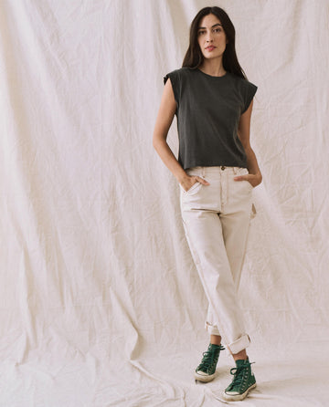 The Peak Shoulder Tee. -- Washed Black TEES THE GREAT. FALL 22 KNITS
