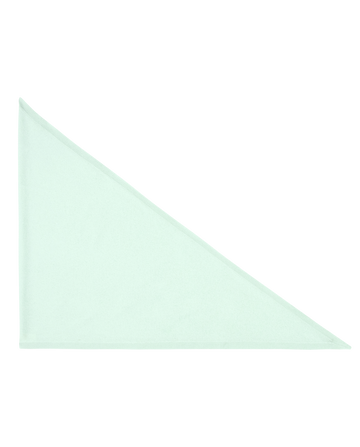 The Cashmere Kerchief Scarf in mint by THE GREAT. H25 CASHMERE is a pale green, triangular cashmere piece shown laid flat on a white background.