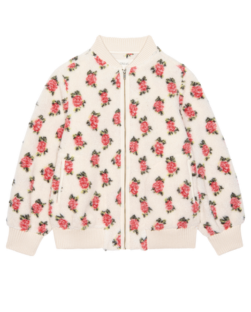 The Zip Front Plush Bomber. -- Cream Rose