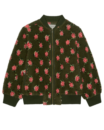 The Zip Front Plush Bomber. -- Woodland Green