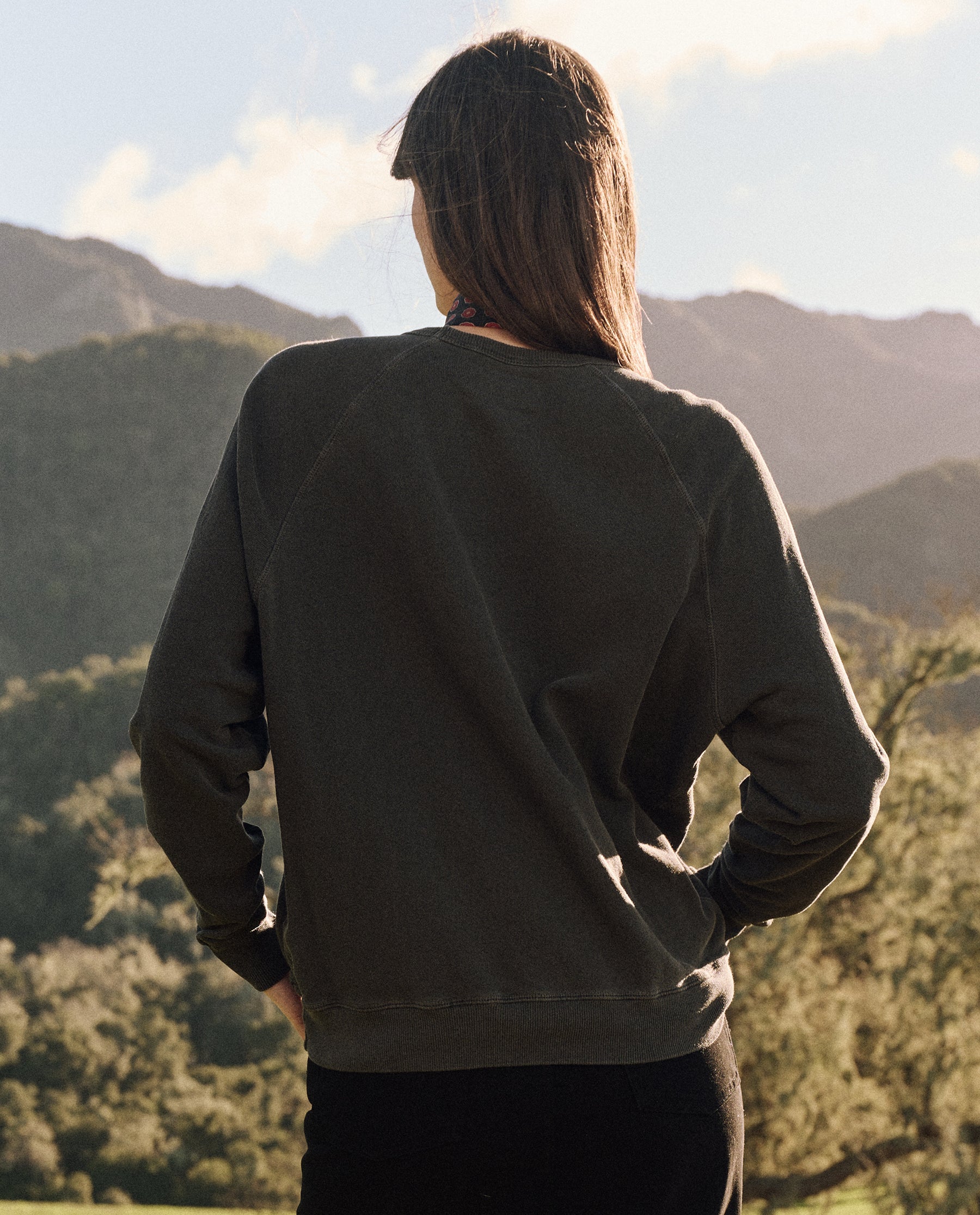 The College Sweatshirt. Graphic -- Washed Black with Bear Graphic SWEATSHIRTS THE GREAT. FALL 24 COLLECTORS