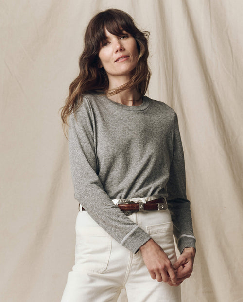 The Long Sleeve Slim Tee. Solid -- Heather Grey