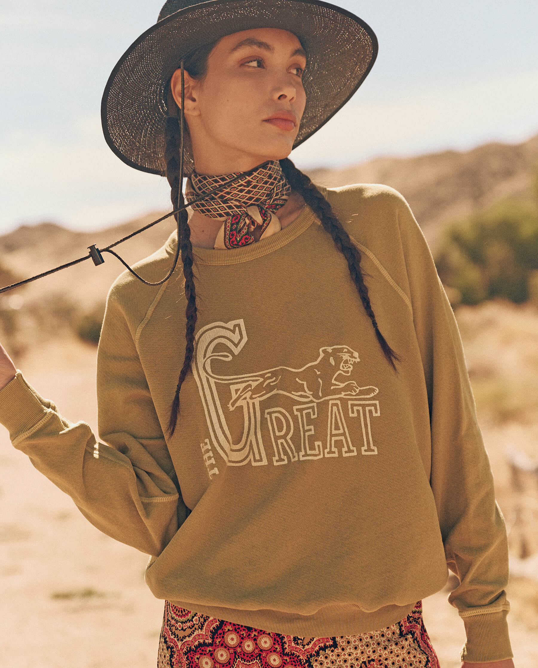 The College Sweatshirt. Graphic -- Grassland with Wild Panther Graphic SWEATSHIRTS THE GREAT. PF24