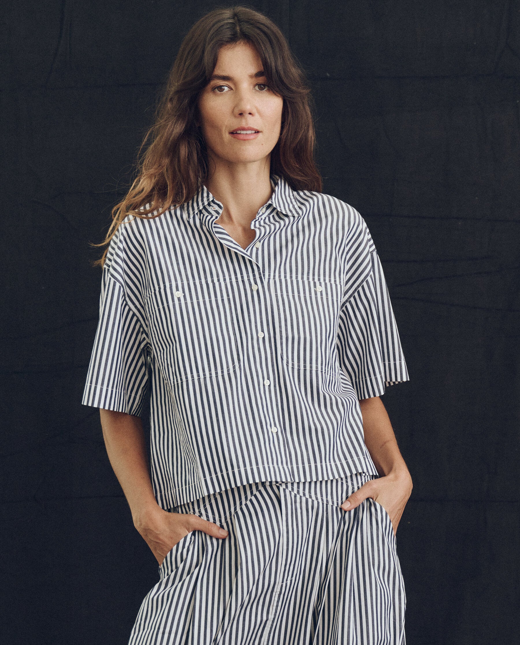 The Atlas Shirt. -- Navy Studio Stripe