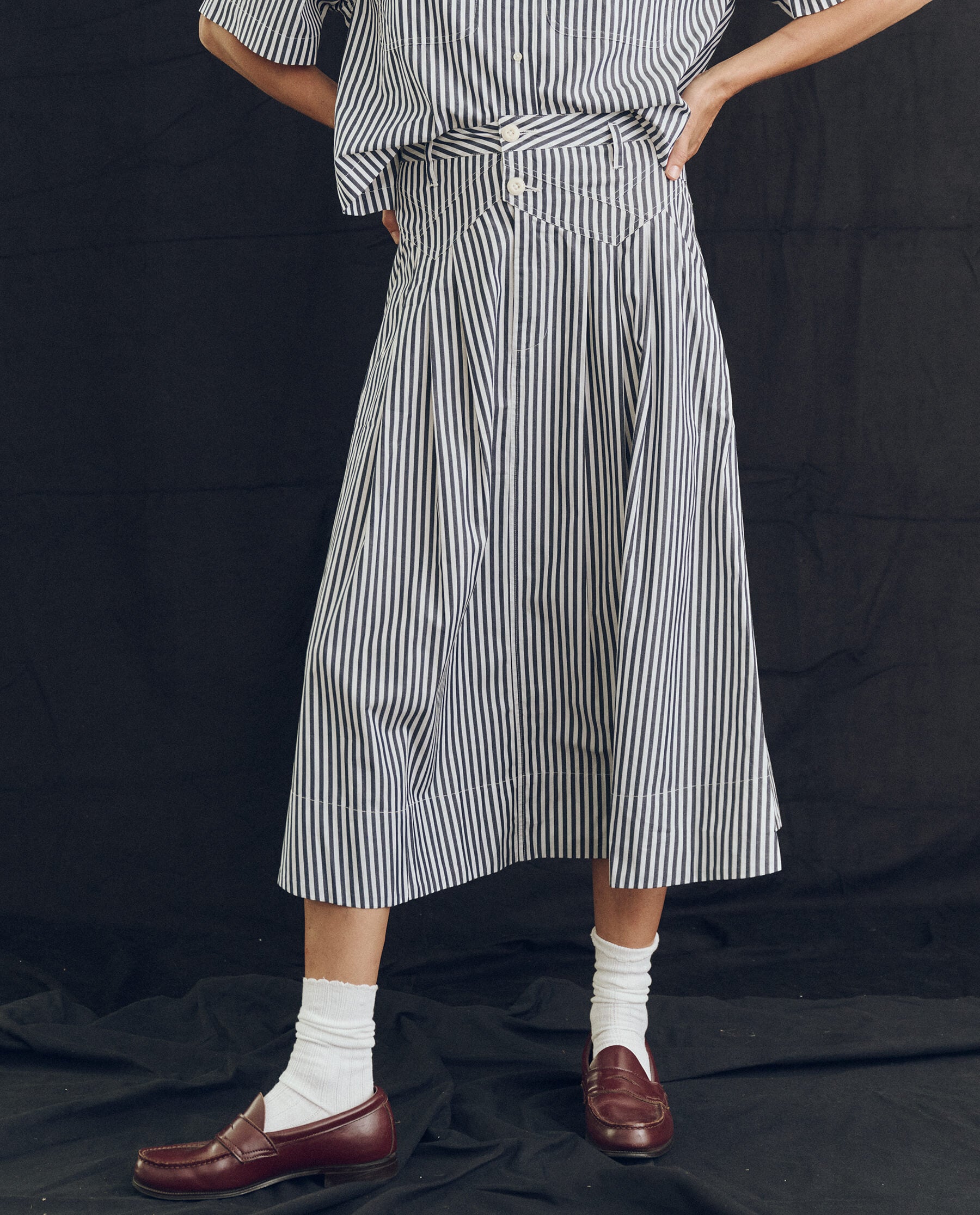 The Field Skirt. -- Navy Studio Stripe