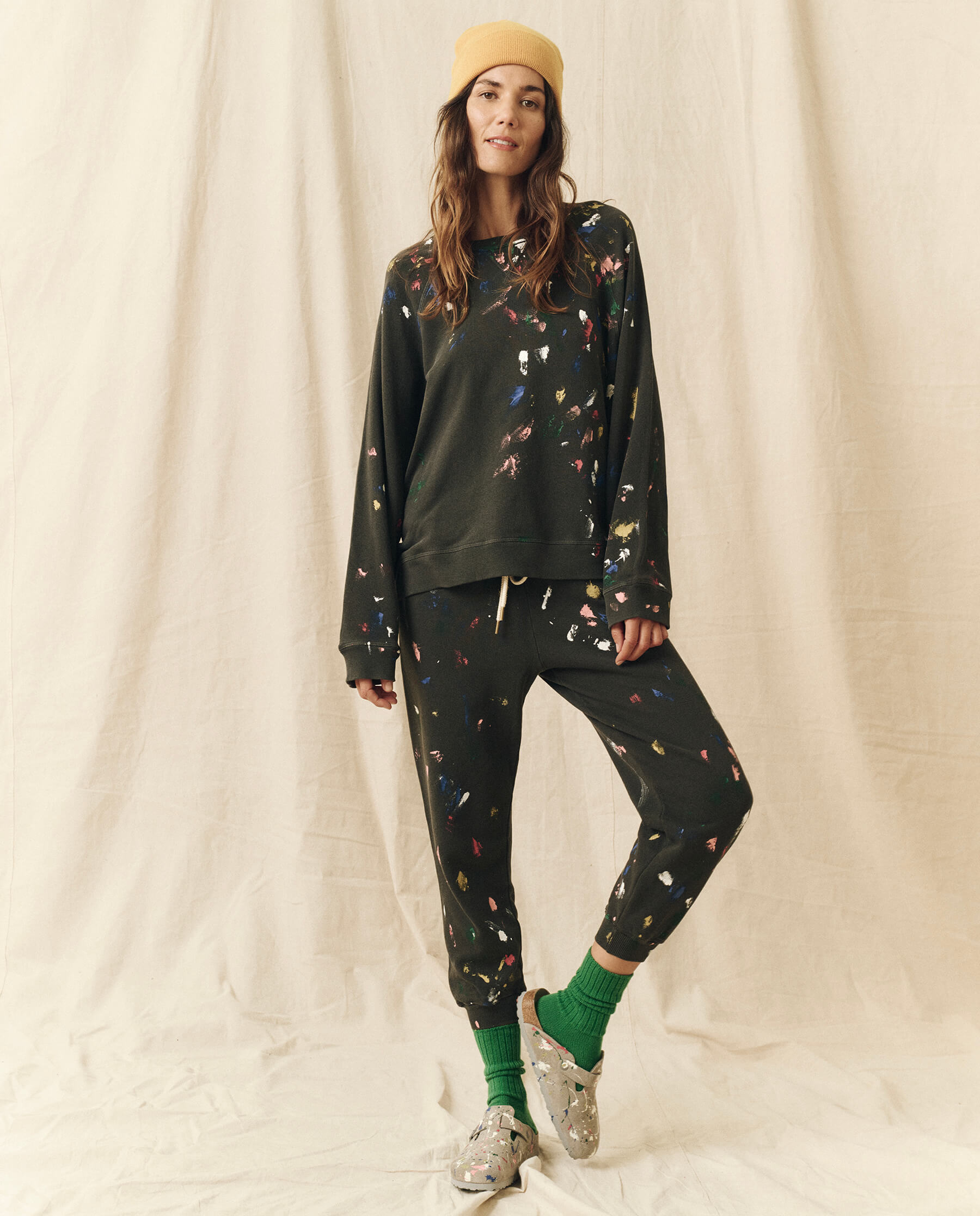 The Slouch Sweatshirt. Novelty -- Washed Black with Paint