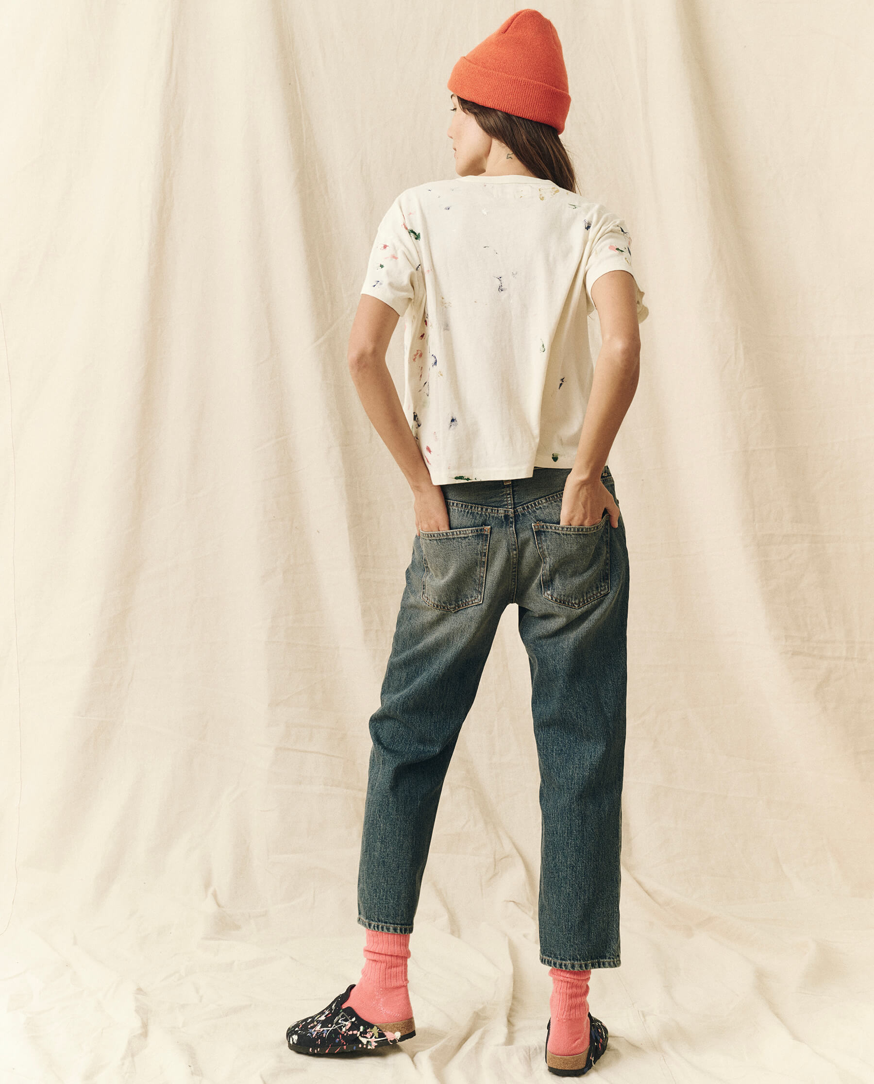 The Pocket Tee. Novelty -- Washed White with Paint