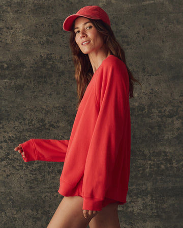 The Fleece Slouch Sweatshirt. Solid -- Bright Red
